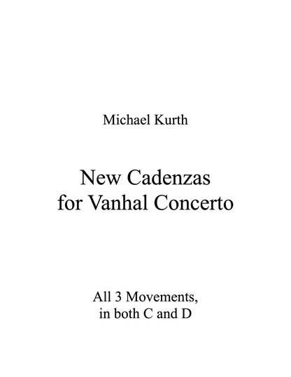 Michael Kurth: New Cadenzas for Double Bass Concerto by Johann Baptist Vanhal