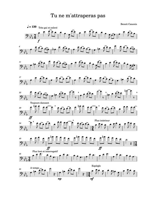 Benoit Cancoin: Tu ne m'attraperas pas (You won't catch me) for solo double bass