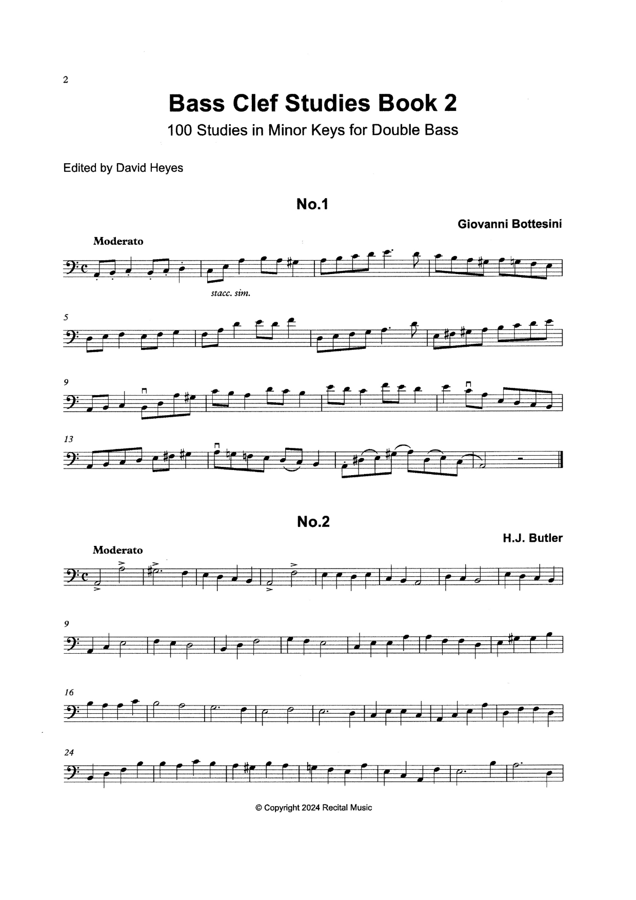 Bass Clef Studies Book 2: 100 Studies in Minor Keys for Double Bass (ed. Heyes)