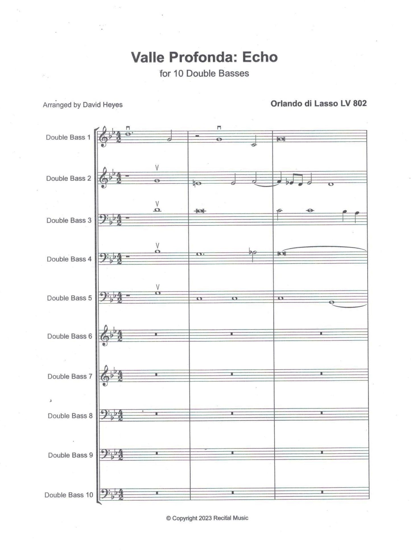 Music for 10 Double Basses (Antonio Lotti, Anon. 17th-century, Orlando di Lasso)