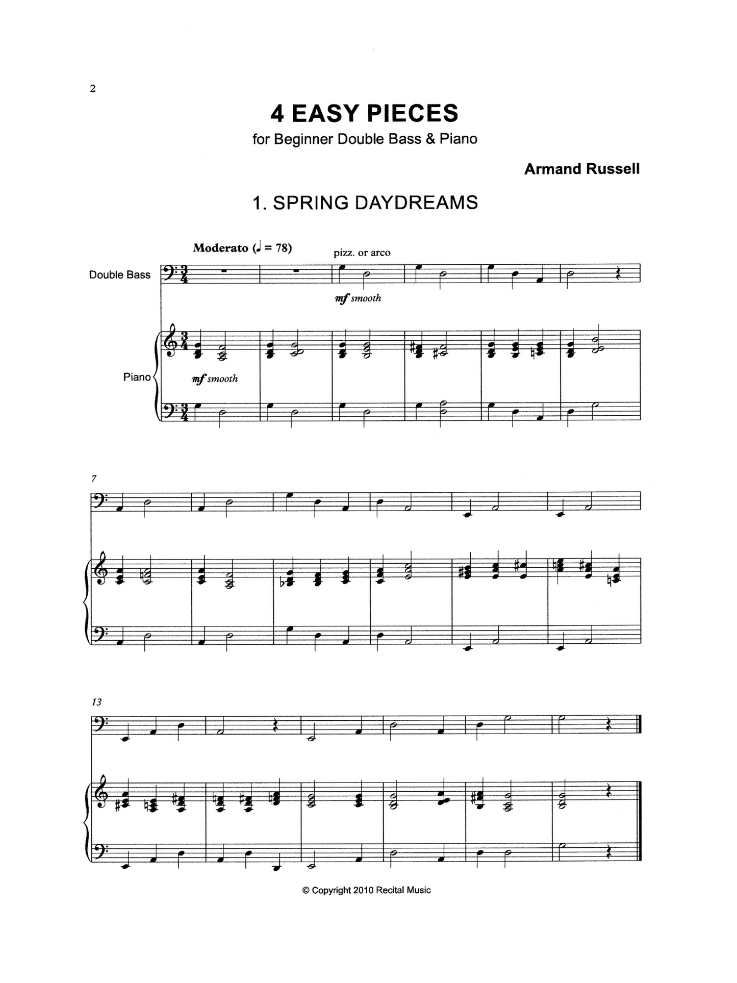 Armand Russell: Amazing Bass - First Position Pieces for Beginner Double Bass & Piano