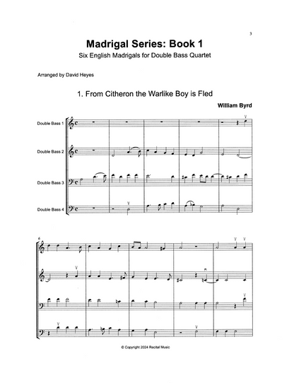 Madrigal Series Book 1: Six English Madrigals for Double Bass Quartet