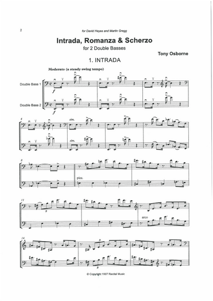 Tony Osborne: Intrada, Romanza & Scherzo for 2 double basses