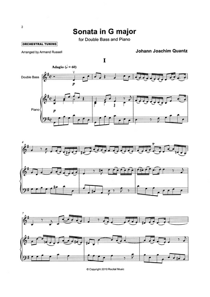 J.J. Quantz: Sonata for double bass & piano (arr. Armand Russell)