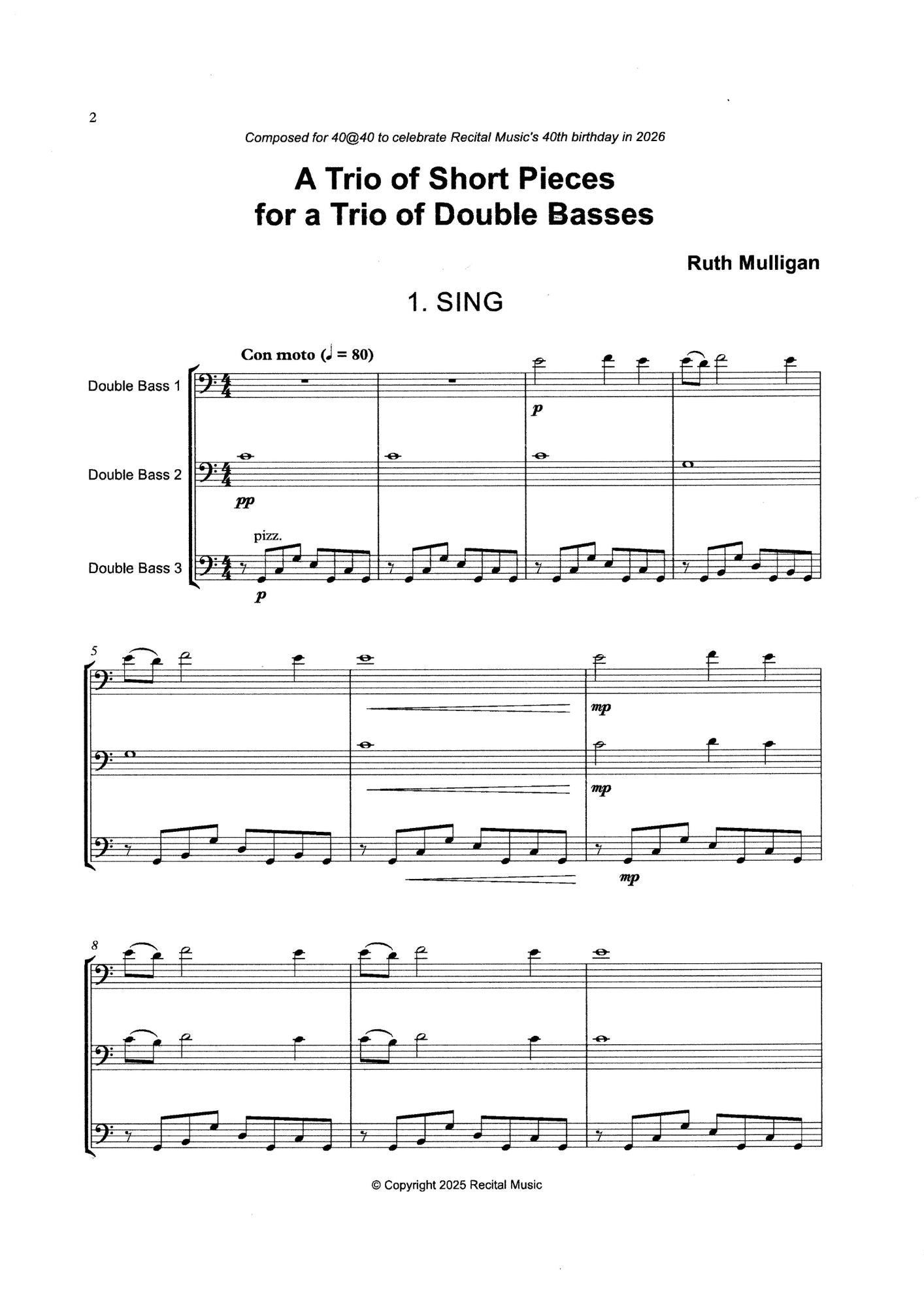 Ruth Mulligan: A Trio of Short Pieces for a Trio of Double Basses