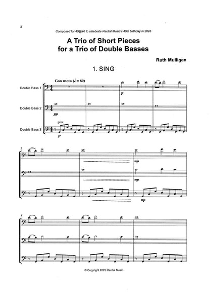 Ruth Mulligan: A Trio of Short Pieces for a Trio of Double Basses