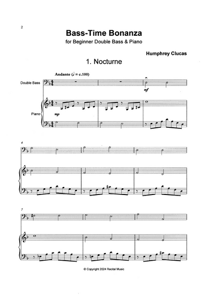 Humphrey Clucas: Bass-Time Bonanza: Five Pieces for Beginner Double Bass & Piano