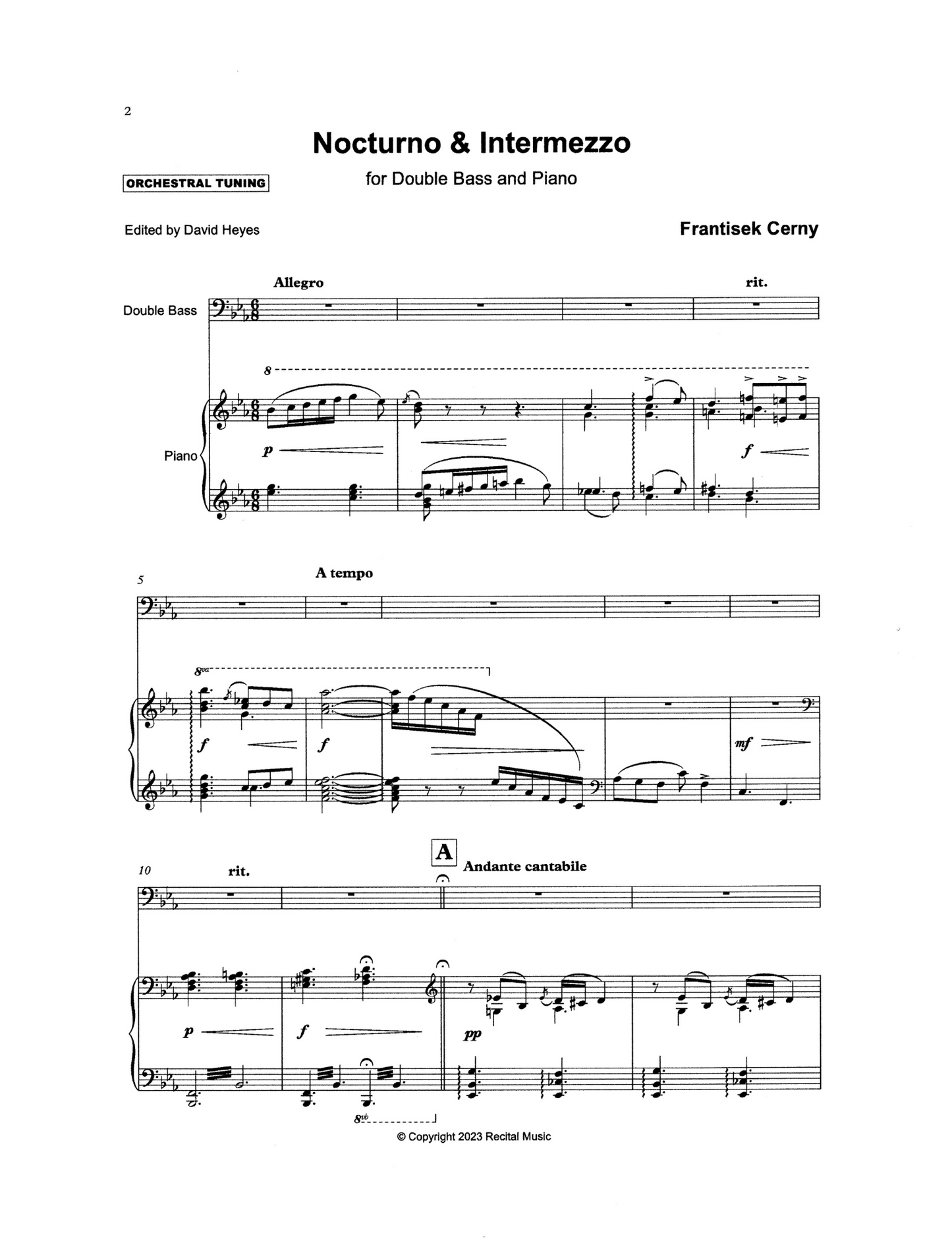 Frantisek Cerny: Nocturno & Intermezzo for double bass & piano