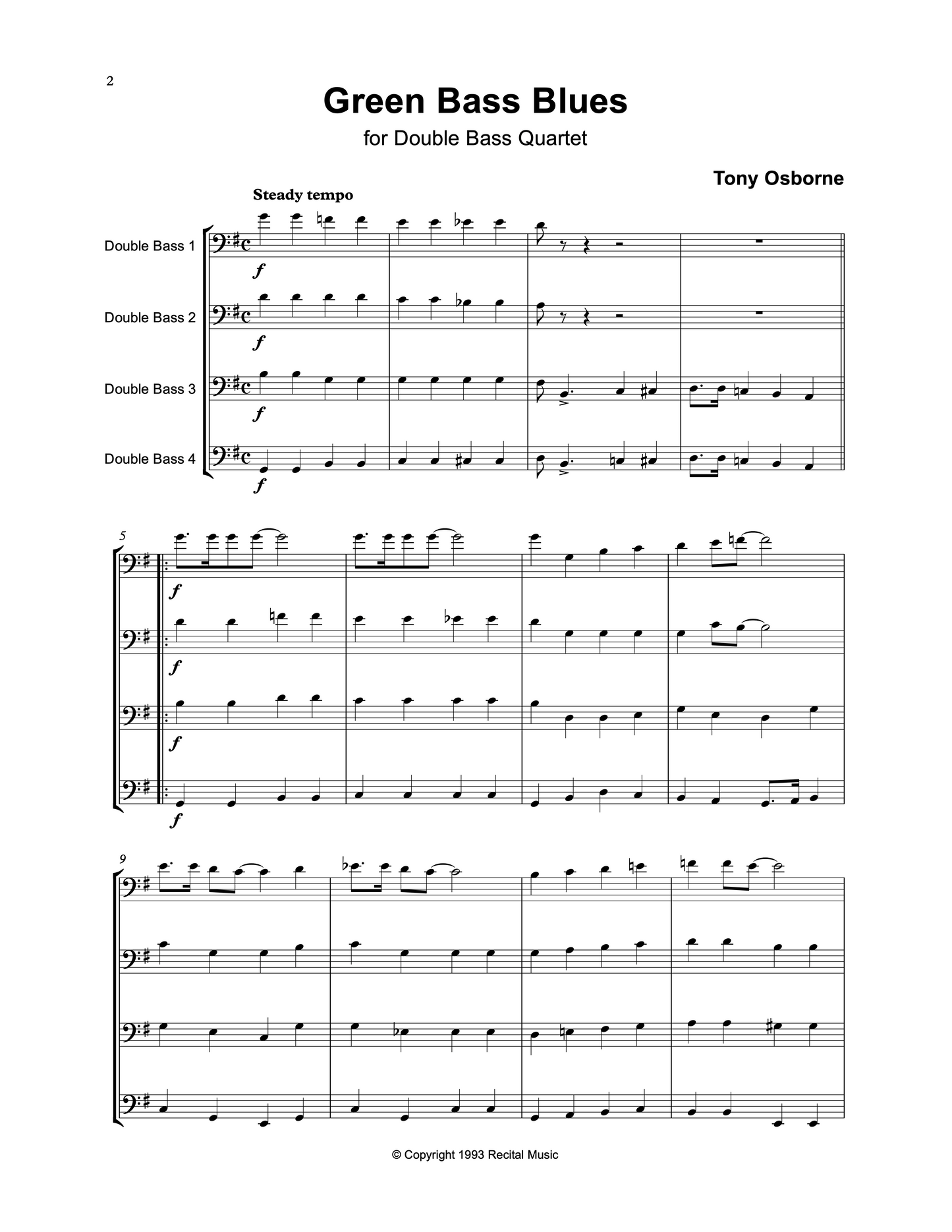Tony Osborne: The Party Collection for Bass Trio & Quartet
