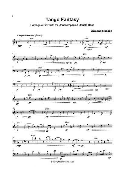 Armand Russell: Tango Fantasy: Homage à Piazzolla for unaccompanied double bass