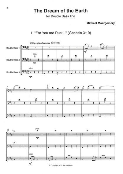 Michael Montgomery: The Dream of the Earth for double bass trio