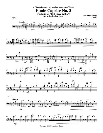 Anthony Stoops: Etude-Caprice no. 3, Fantasia on Red River Valley for solo double bass