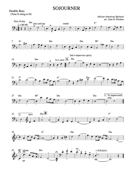 Sojourner for Double Bass and Piano (arr. Alan D. Purdum)