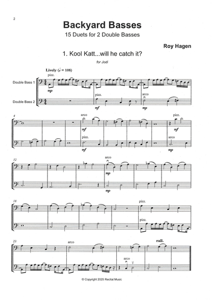 Roy Hagen: Backyard Basses, 15 Duets for 2 double basses