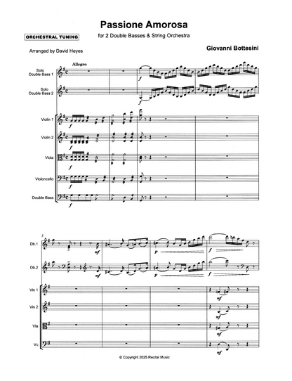 Bottesini: Passione Amorosa for 2 double basses & string orchestra (Orchestral Tuning)