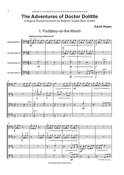 David Heyes: The Adventures of Doctor Dolittle, A Magical Musical Adventure for beginner double bass quartet