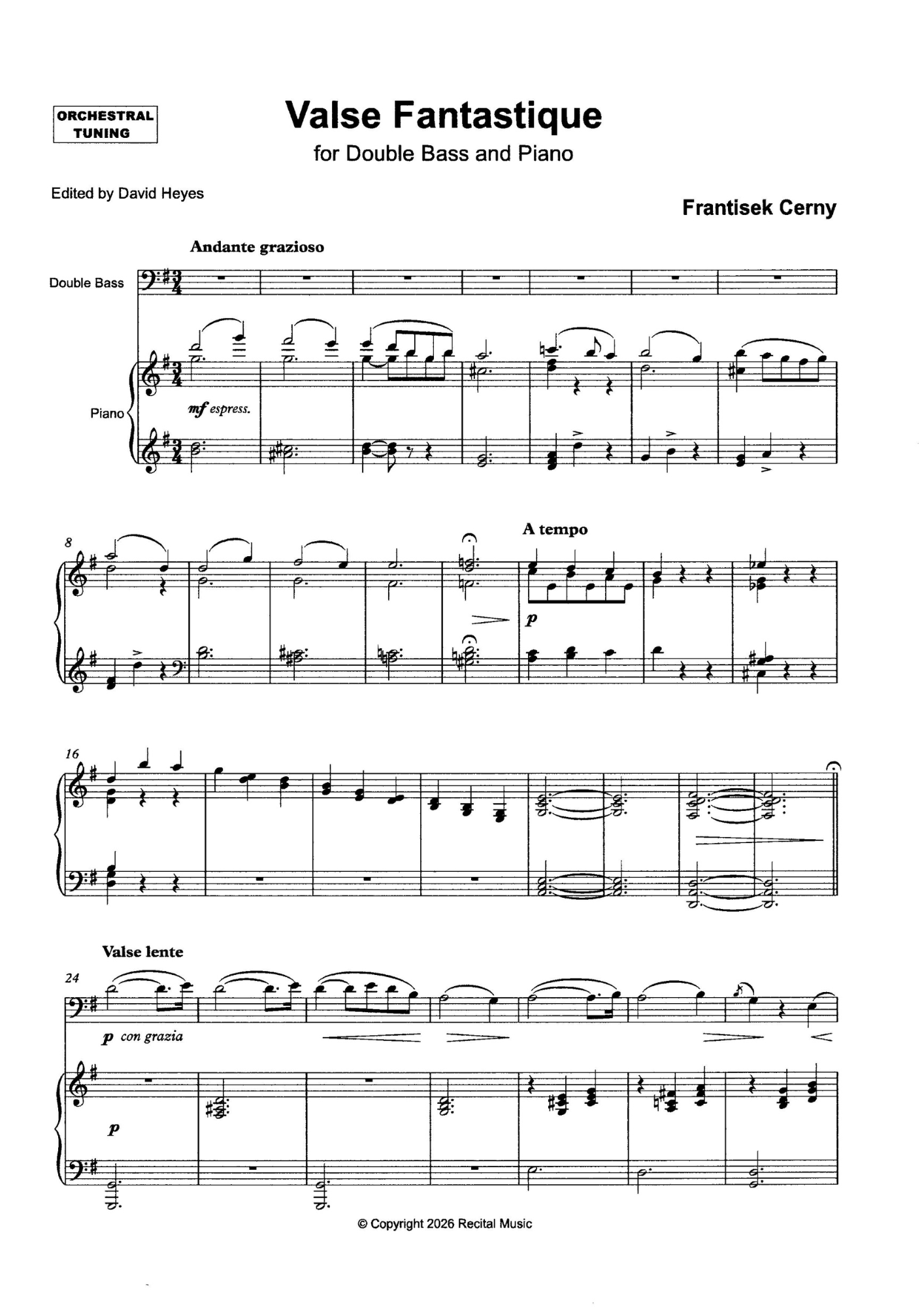 The Bohemian Bass Book 4 for double bass & piano (ed. David Heyes)