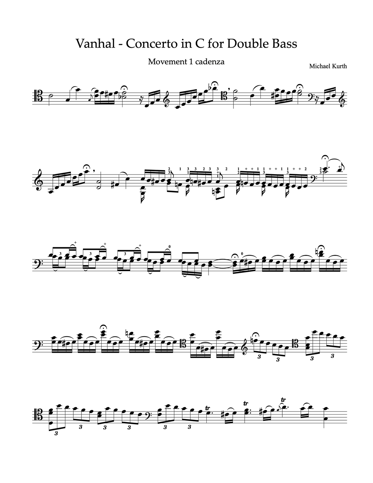 Michael Kurth: New Cadenzas for Double Bass Concerto by Johann Baptist Vanhal