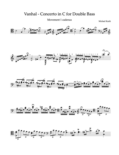 Michael Kurth: New Cadenzas for Double Bass Concerto by Johann Baptist Vanhal