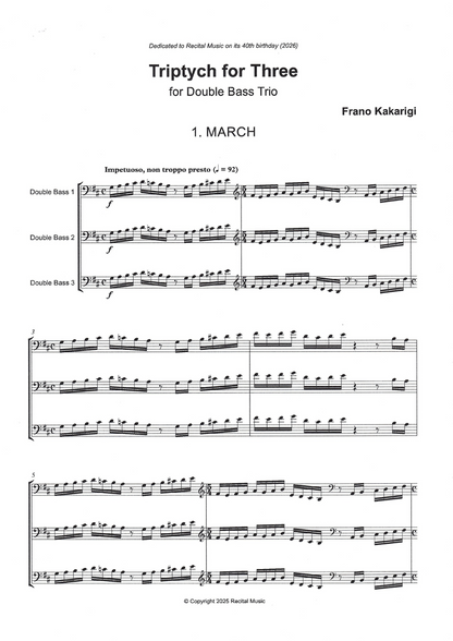 Frano Kakarigi: Triptych for Three for double bass trio