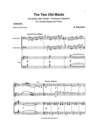 G. Naumann: The Two Old Maids for 2 double basses & piano (ed. Heyes)