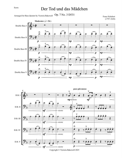 Franz Schubert: Der Tod un Das Mädchen (Death and the Maiden) for bass quintet (arr. Victoria Bakewell)