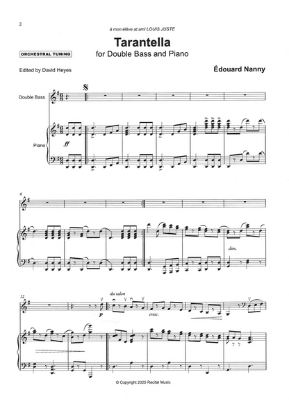Édouard Nanny: Tarantella for double bass & piano (ed. David Heyes)