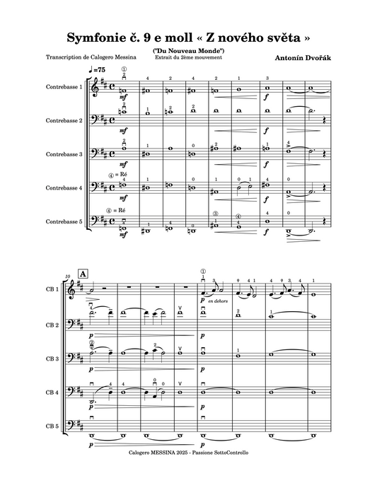 Antonín Dvořák: Largo from Symphony no. 9 for bass quintet (arr. Calogero Messina)