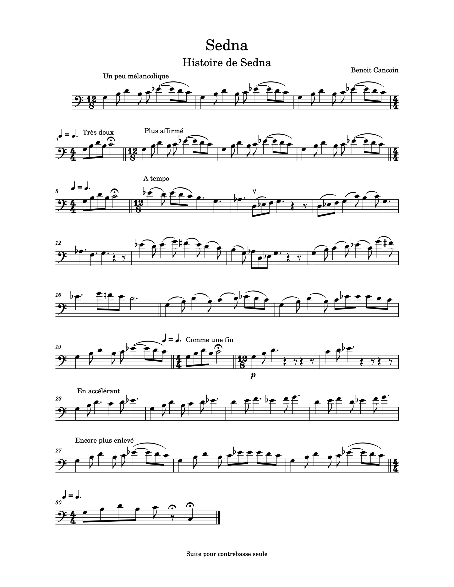 Benoit Cancoin: Suite de Sedna for solo double bass