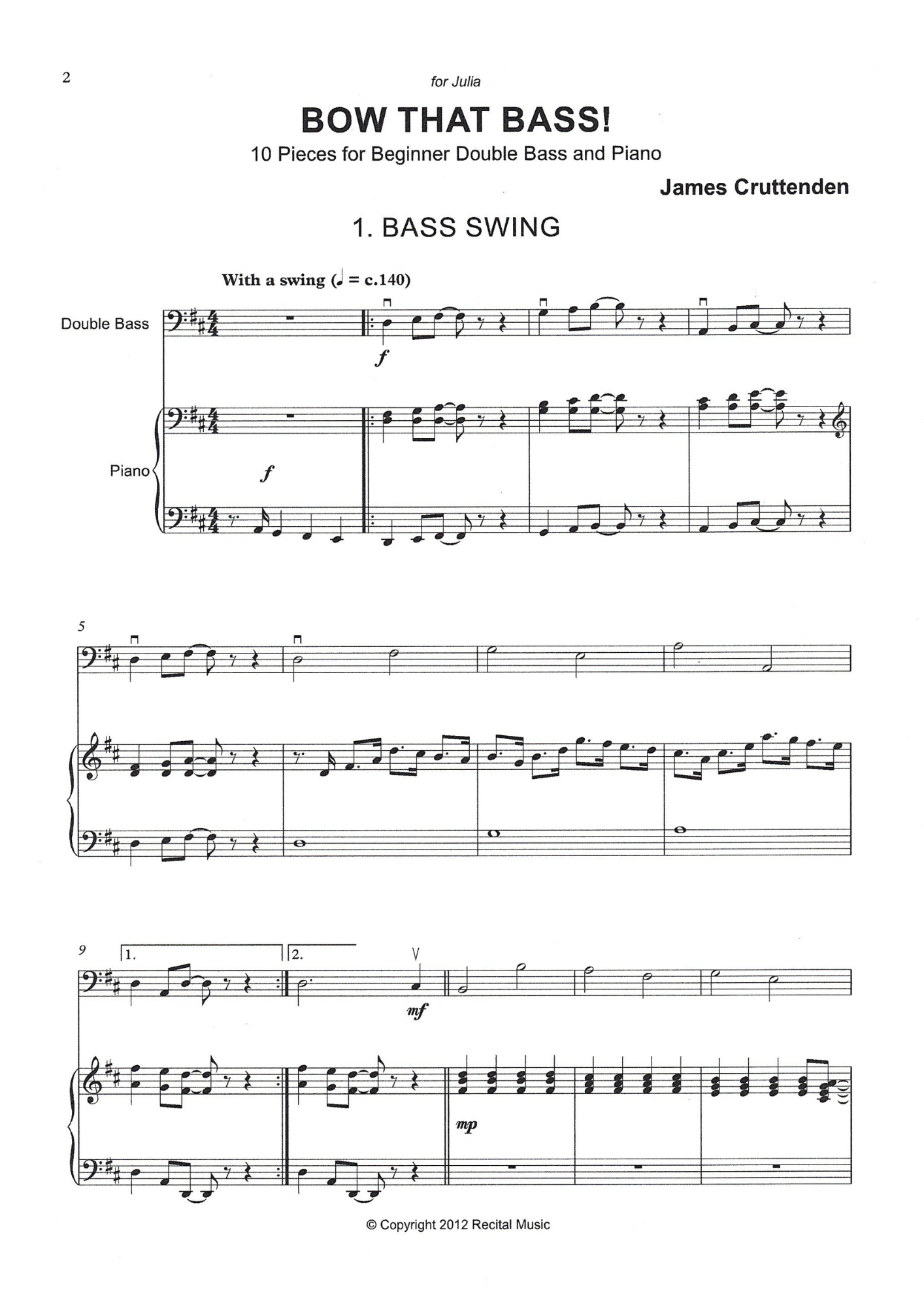 James Cruttenden: Bow that Bass! 10 Pieces for Beginner Double Bass & Piano