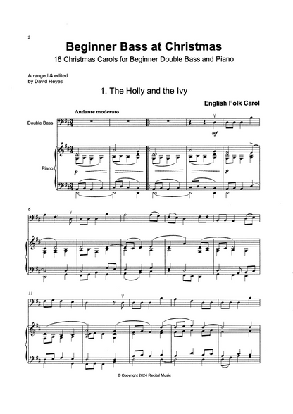 Beginner Bass at Christmas: 16 Christmas Carols for Beginner Double Bass & Piano (arr. Heyes)