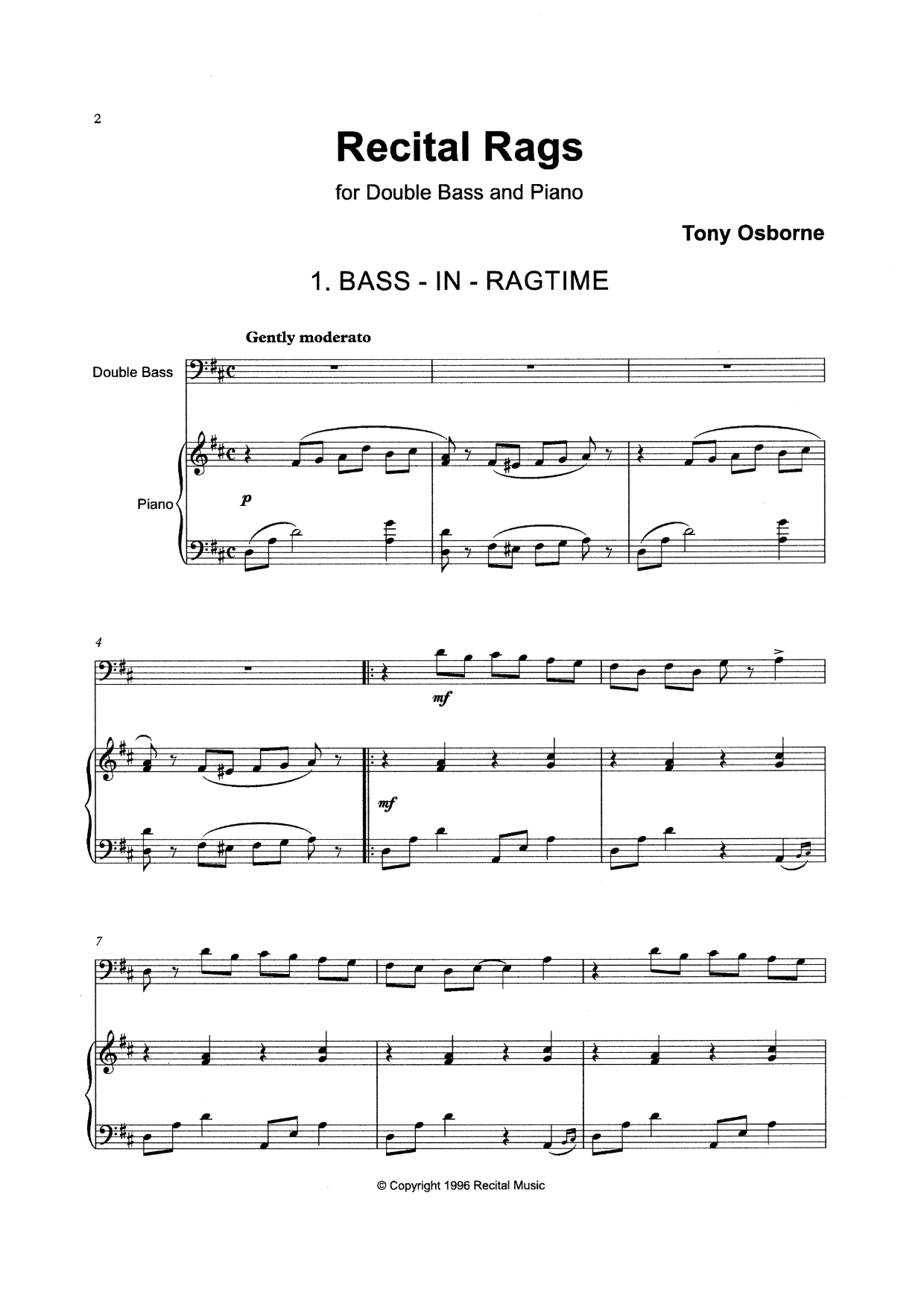 Tony Osborne: Recital Rags for double bass & piano