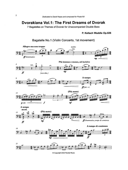 P. Kellach Waddle - Dvorakiana Vol.1: The First Dreams of Dvorak for unaccompanied double bass