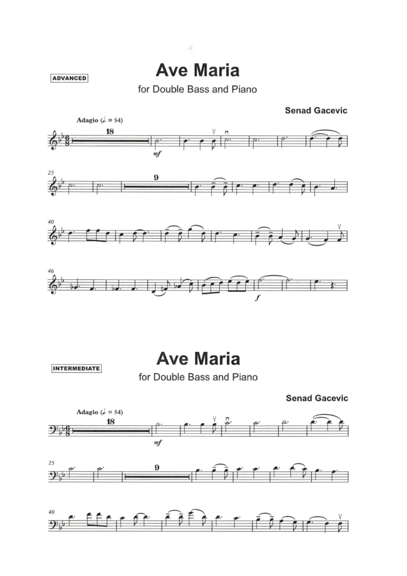 Senad Gacevic: Ave Maria for double bass & piano