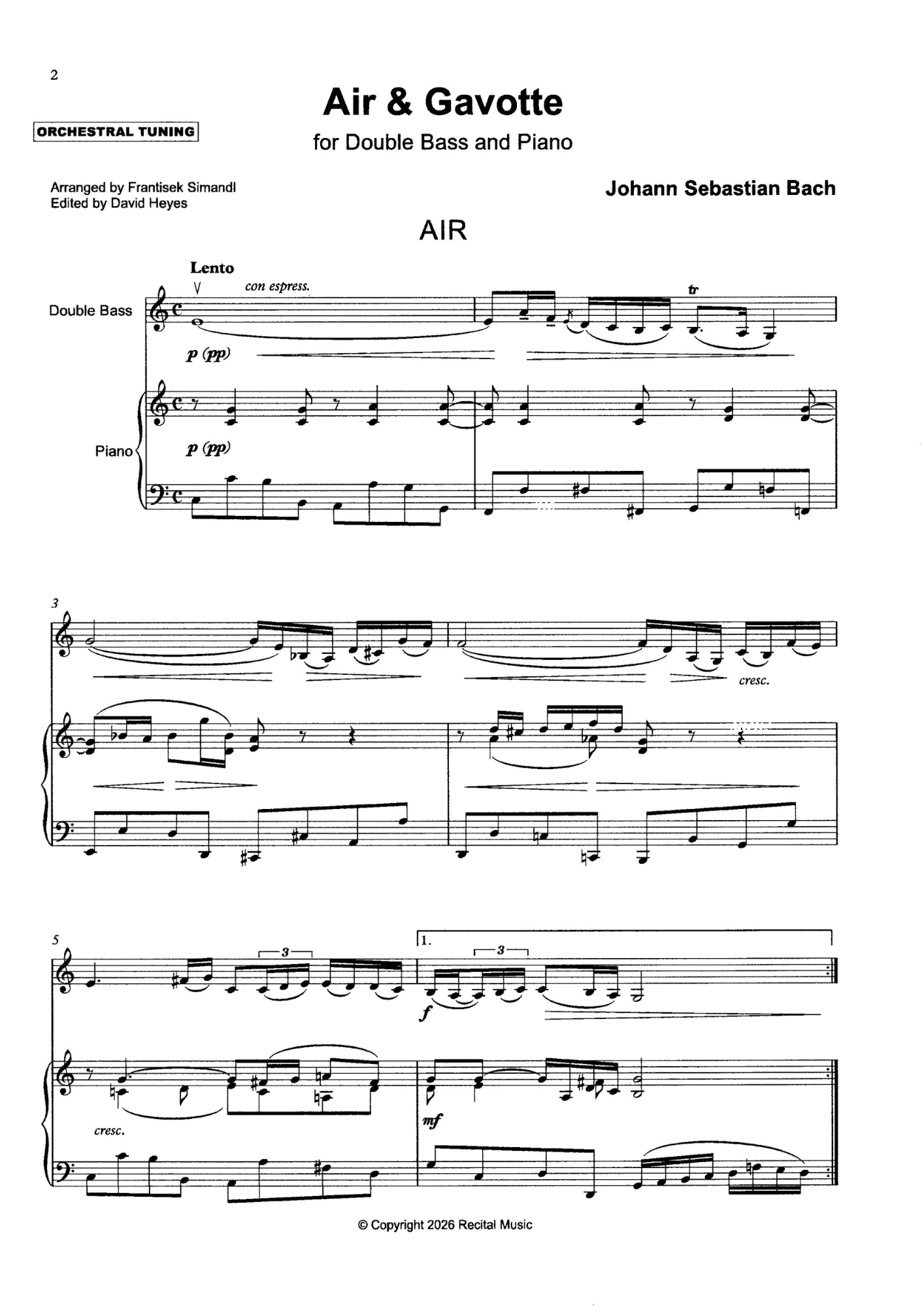 The Baroque Bass Book 1 for double bass & piano (ed. David Heyes)