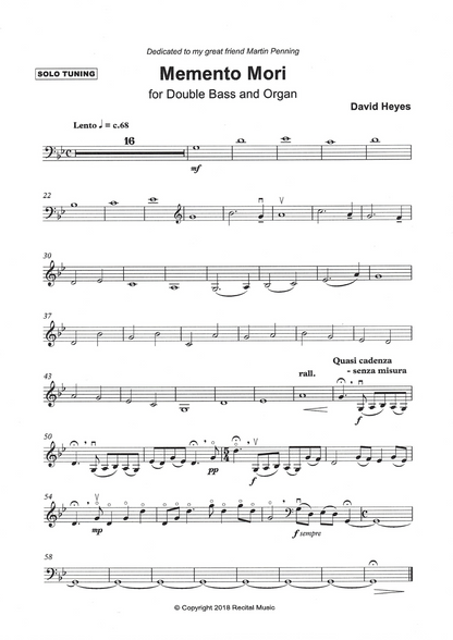 David Heyes: Memento Mori for double bass & guitar