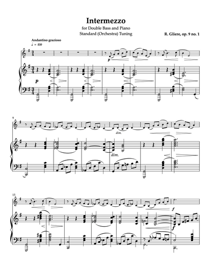 Gliere: Intermezzo & Tarantella, Orchestra Tuning Piano Parts (ed. Michael Kurth)