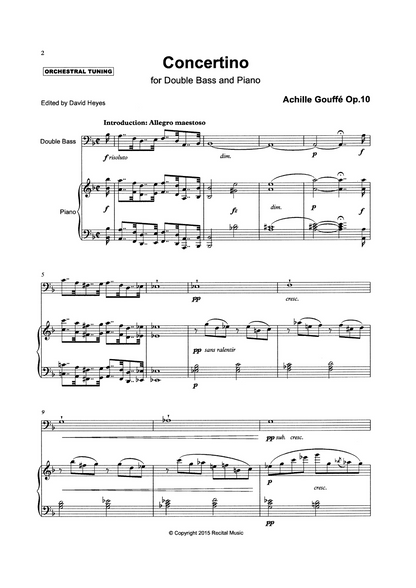 Achille Gouffé: Concertino Op.10 for double bass & piano (ed. Heyes)