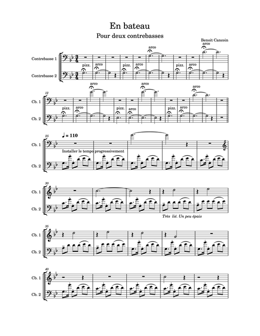 Benoit Cancoin: En Bateau for double bass duet