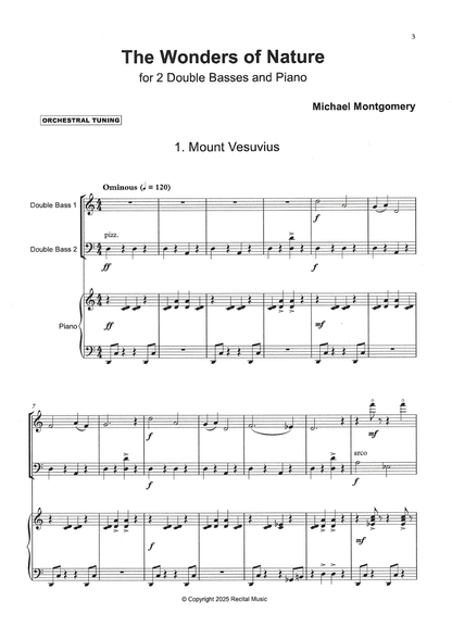 Michael Montgomery: The Wonders of Nature, Five Pieces for 2 double basses & piano