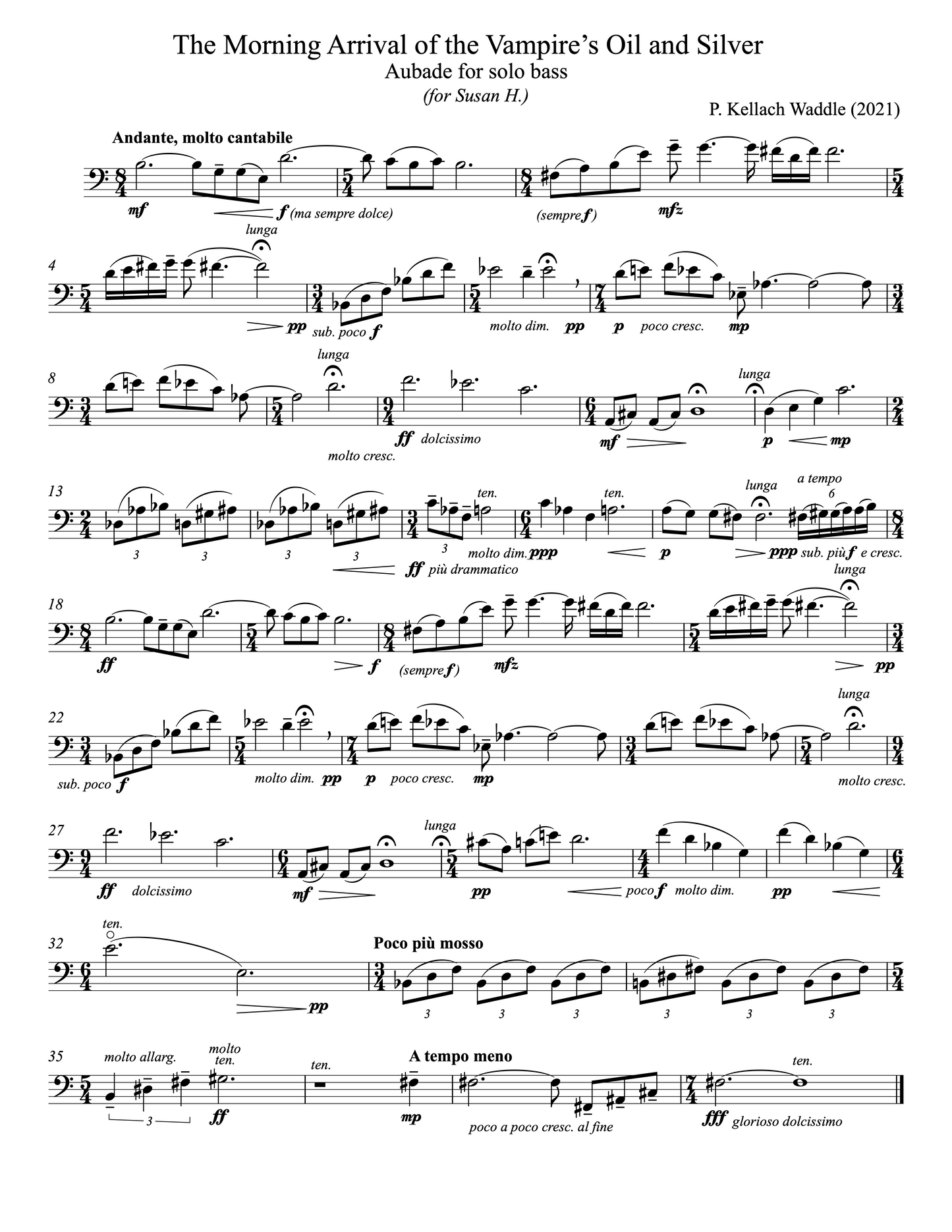P. Kellach Waddle: The Morning Arrival of the Vampire’s Oil and Silver, Aubade for solo bass (op. 720)