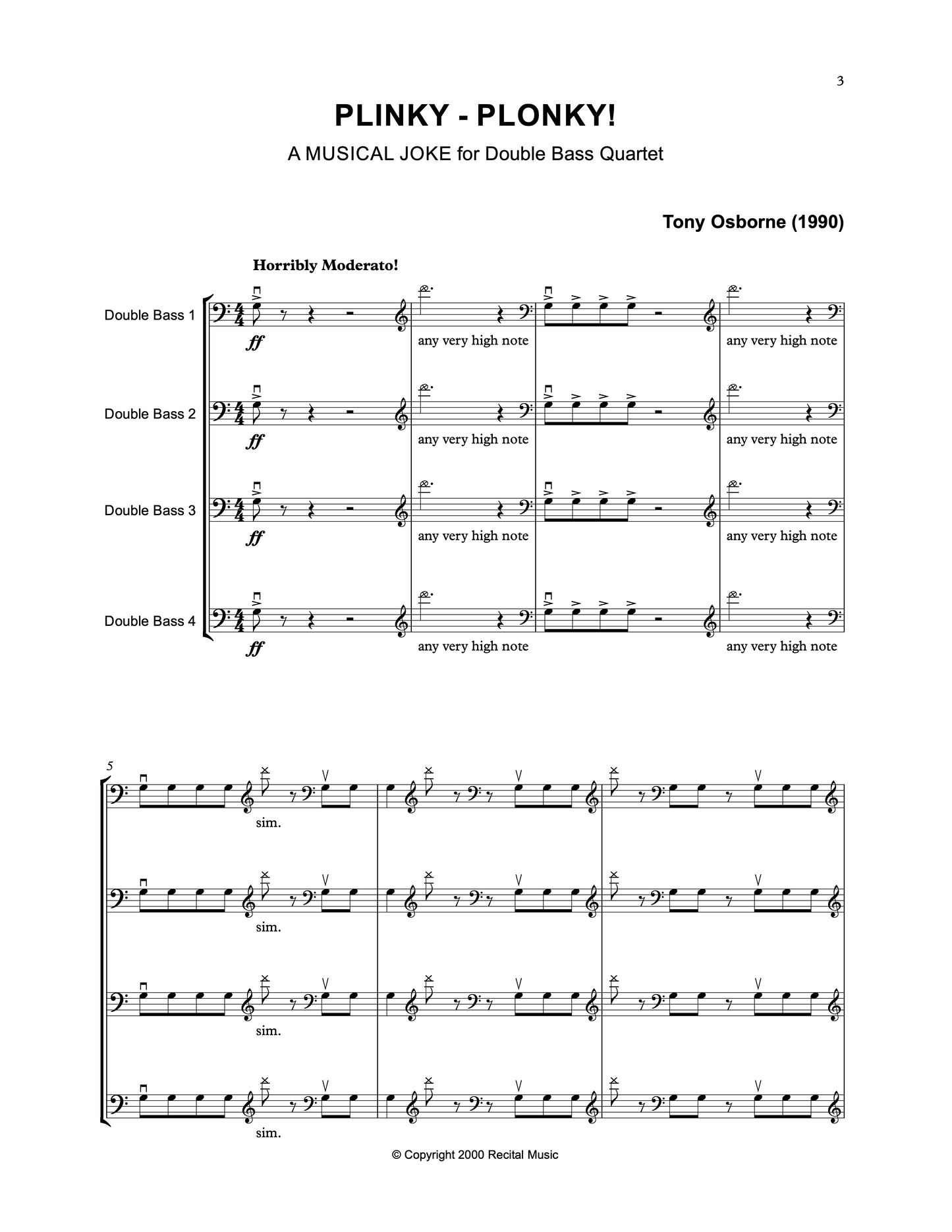Tony Osborne: The Party Collection for Bass Trio & Quartet