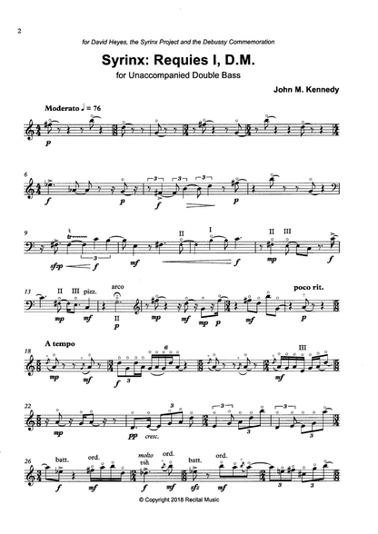 John M. Kennedy: SOLO BASS, Two Pieces for unaccompanied double bass