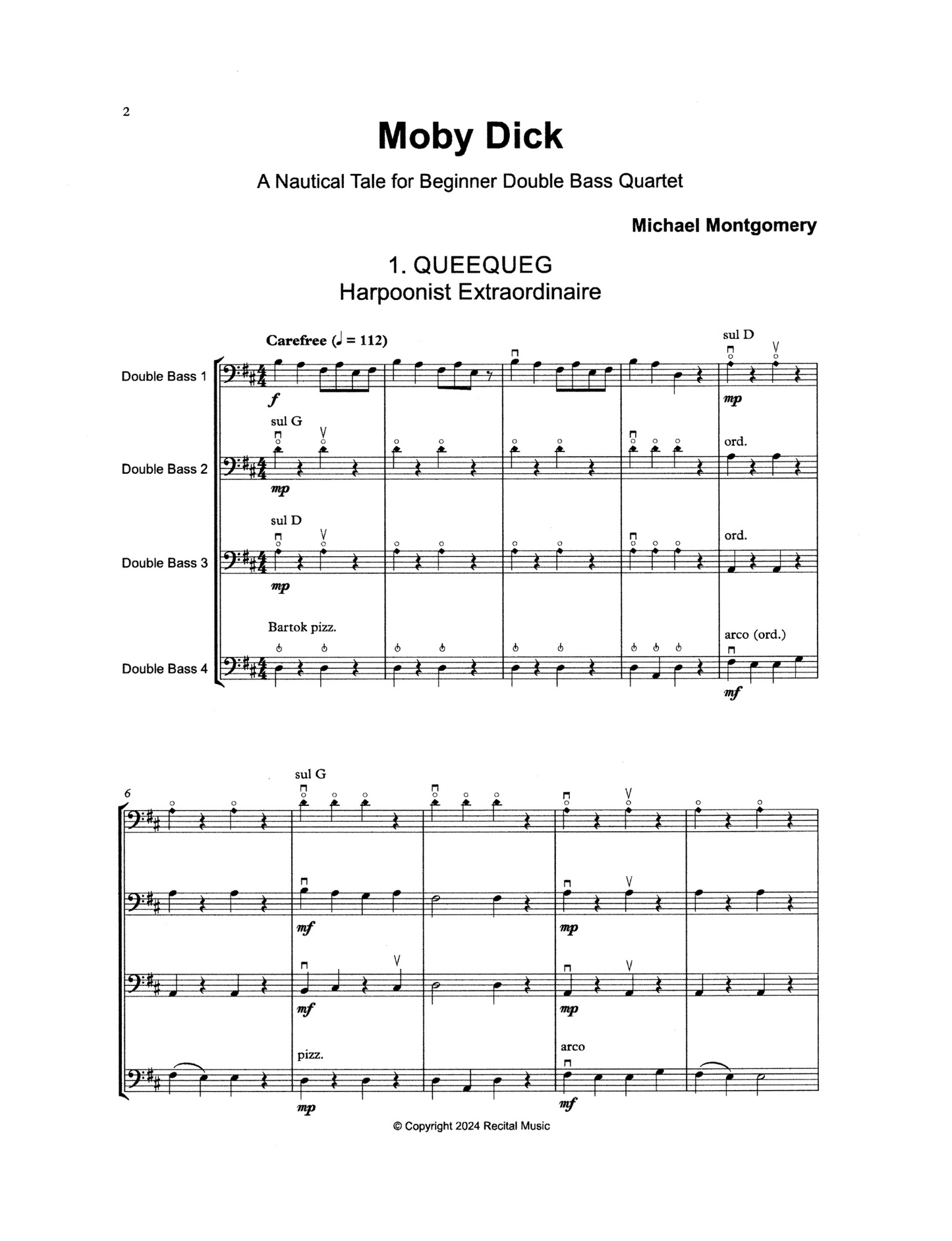 Michael Montgomery: Moby Dick: A Nautical Tale for Beginner Double Bass Quartet