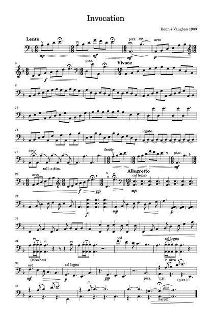 Dennis Vaughan: Invocation for solo double bass