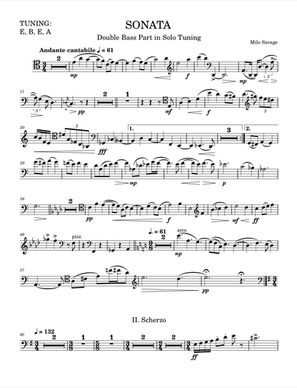 Milo Savage: Sonata in B Minor for double bass and piano