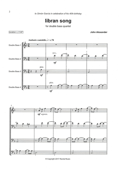 John Alexander: libran song for double bass quartet