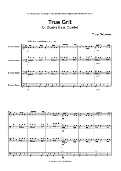 Tony Osborne: True Grit for double bass quartet