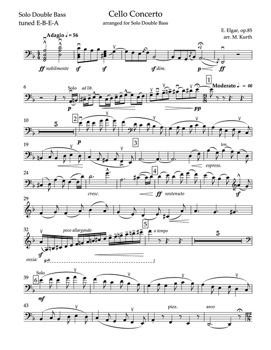 Edward Elgar: Cello Concerto in E minor, Op. 85 (arr. Michael Kurth for double bass)