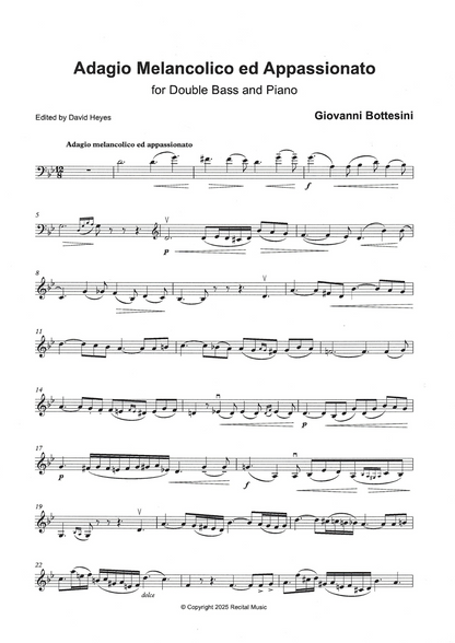 Giovanni Bottesini: Adagio Melancolico ed Appassionato for double bass & piano (ed. David Heyes)